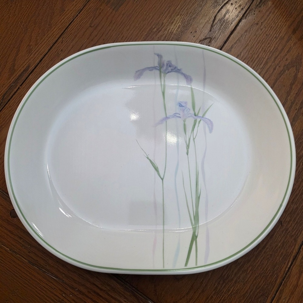 Corelle Shadow Iris 12" Oval Serving Platter Lavender Iris Replacement Plate